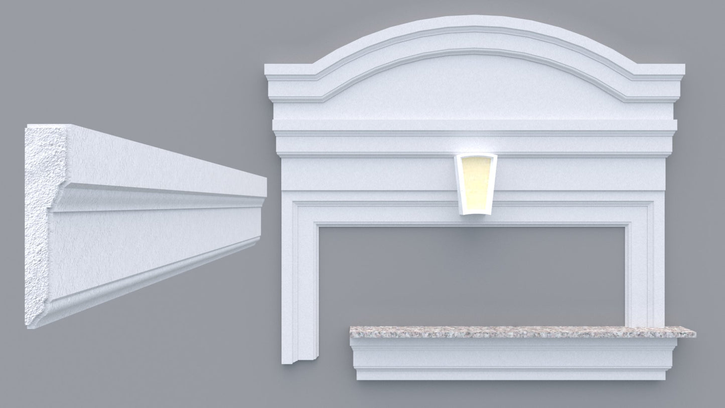 Profil decorativ din polistiren pentru geamuri si usi TRIMINNO-A0002, folosit ca si ancadrament,solbanc sau cornisa de dimensiuni 30x140x2000