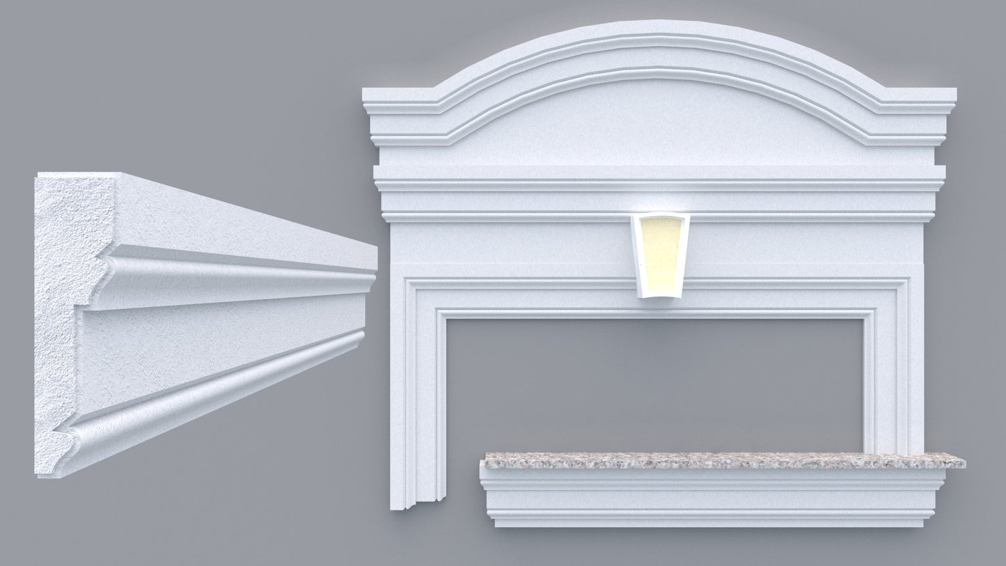 Profil decorativ din polistiren pentru geamuri si usi TRIMINNO-A0005, folosit ca si ancadrament,solbanc sau cornisa de dimensiuni 41x151x2000