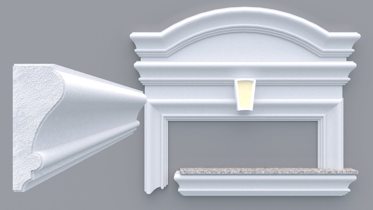 Profil decorativ din polistiren pentru geamuri si usi TRIMINNO-A0008, folosit ca si ancadrament,solbanc sau cornisa de dimensiuni 70x172x2000