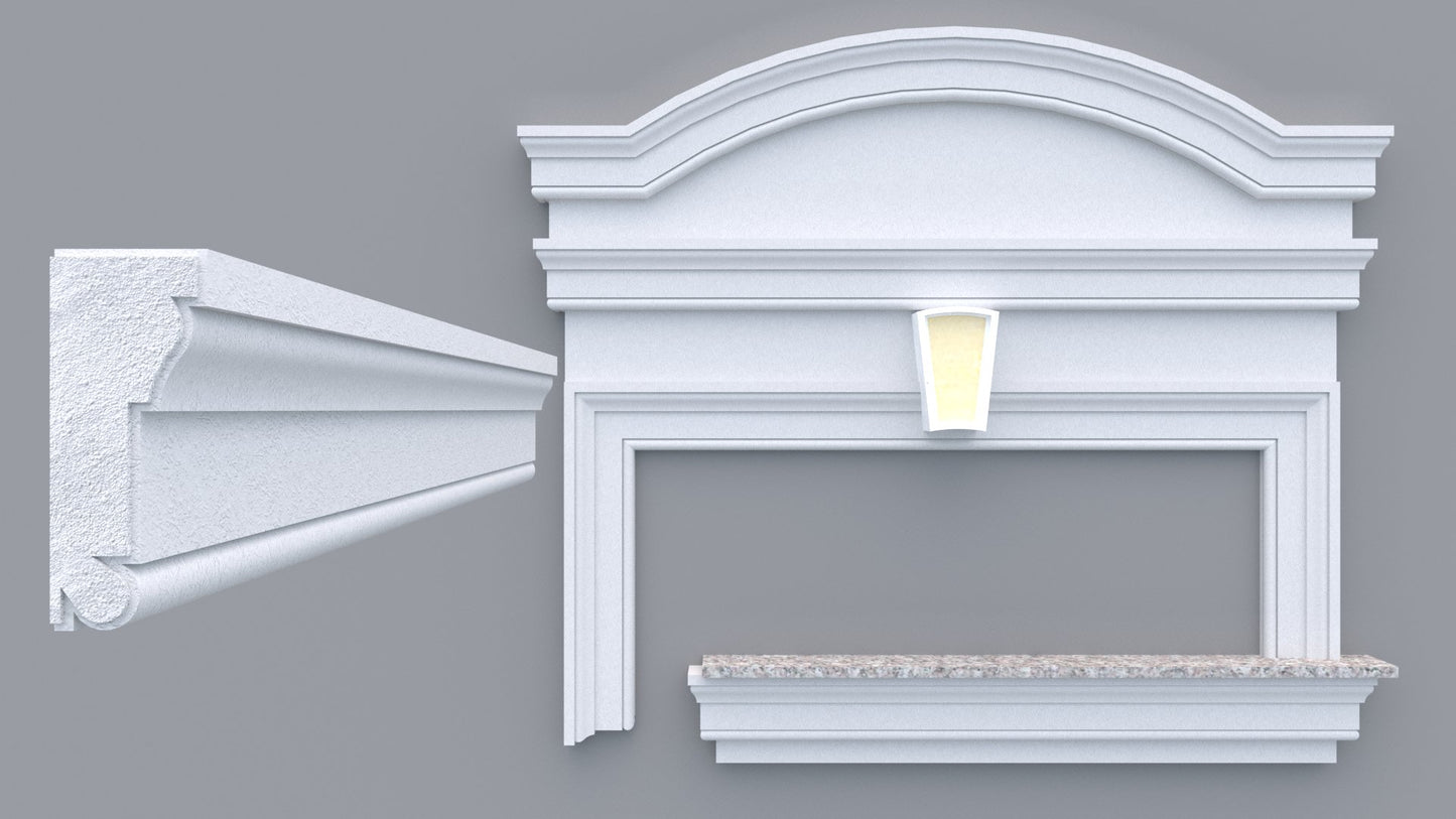 Profil decorativ din polistiren pentru geamuri si usi TRIMINNO-A0009, folosit ca si ancadrament,solbanc sau cornisa de dimensiuni 52x130x2000