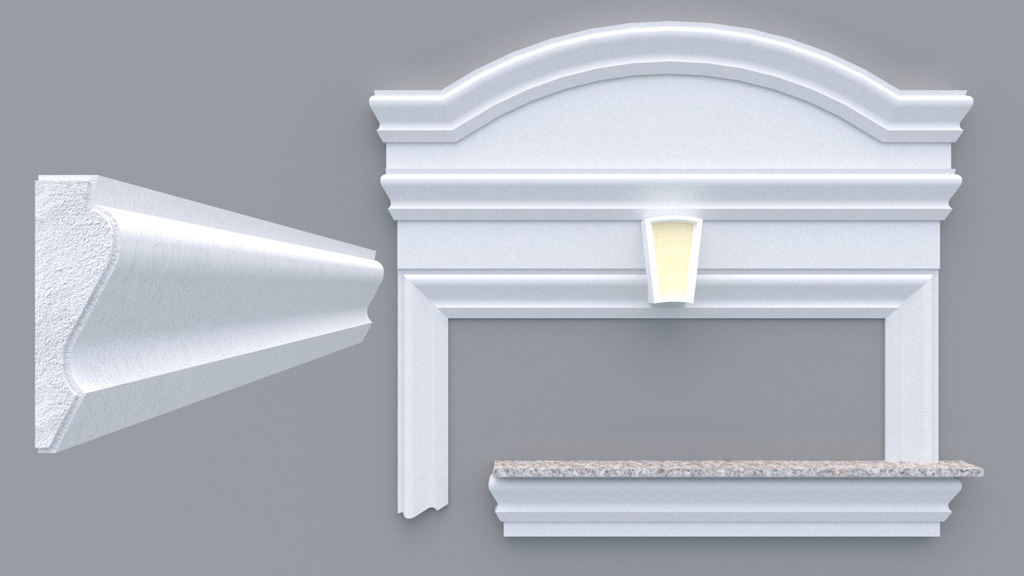 Profil decorativ din polistiren pentru geamuri si usi TRIMINNO-A0010, folosit ca si ancadrament,solbanc sau cornisa de dimensiuni 40x135x2000