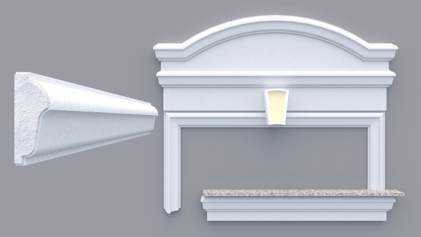Profil decorativ din polistiren pentru geamuri si usi TRIMINNO-A0012, folosit ca si ancadrament,solbanc sau cornisa de dimensiuni 40x110x2000