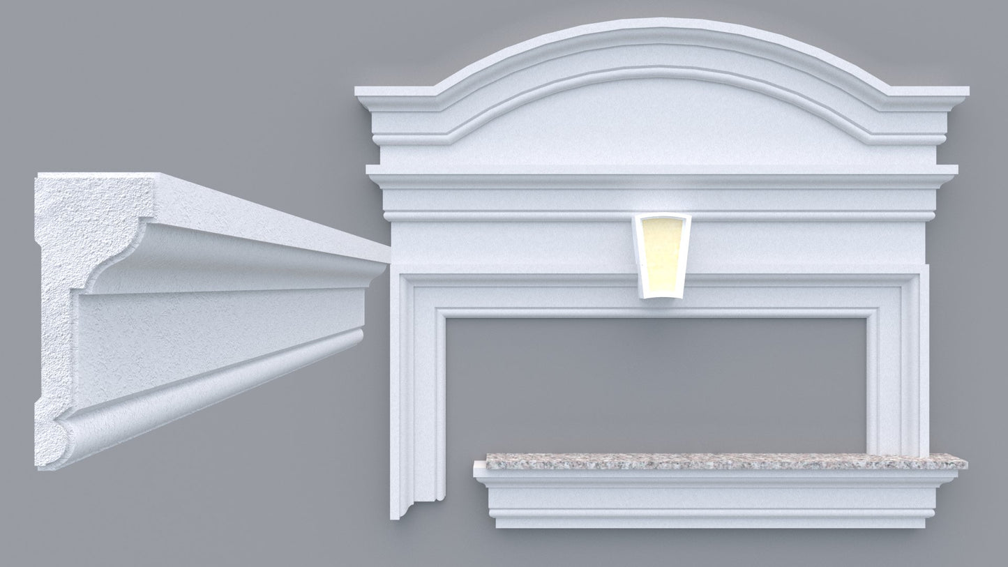 Profil decorativ din polistiren pentru geamuri si usi TRIMINNO-A0016, folosit ca si ancadrament,solbanc sau cornisa de dimensiuni 60x147x2000