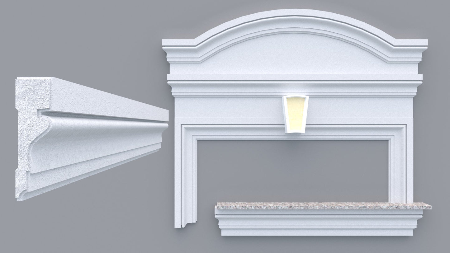 Profil decorativ din polistiren pentru geamuri si usi TRIMINNO-A0019, folosit ca si ancadrament,solbanc sau cornisa de dimensiuni 40x137x2000