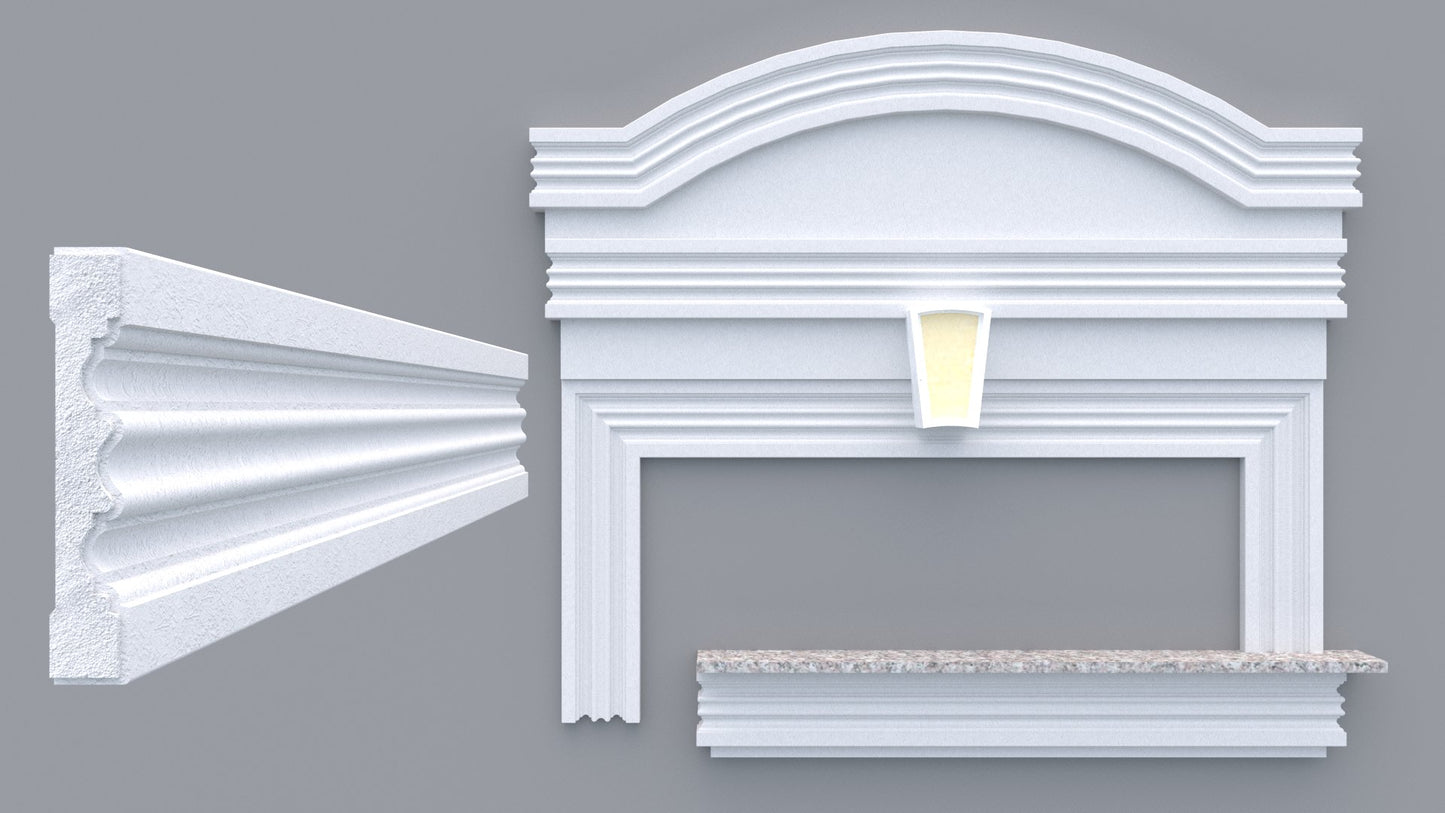 Profil decorativ din polistiren pentru geamuri si usi TRIMINNO-A0020, folosit ca si ancadrament,solbanc sau cornisa de dimensiuni 26x150x2000