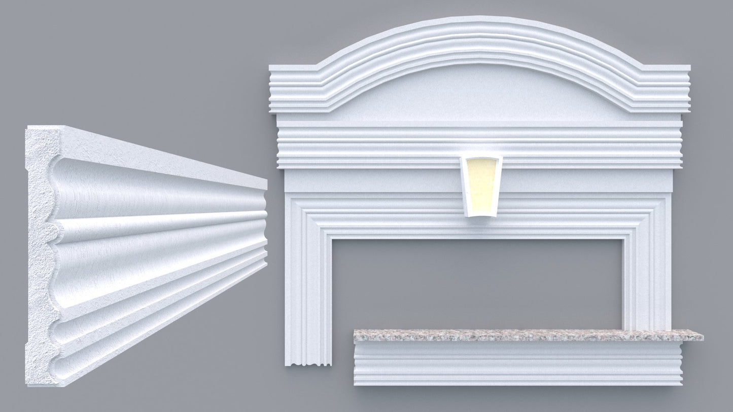 Profil decorativ din polistiren pentru geamuri si usi TRIMINNO-A0021, folosit ca si ancadrament,solbanc sau cornisa de dimensiuni 25x177x2000