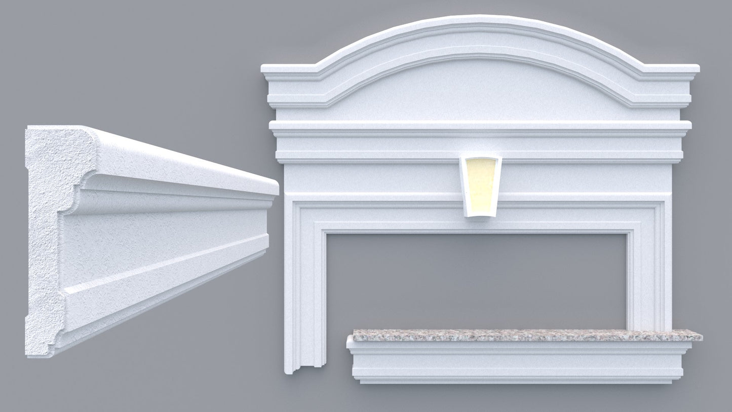 Profil decorativ din polistiren pentru geamuri si usi TRIMINNO-A0022, folosit ca si ancadrament,solbanc sau cornisa de dimensiuni 51x160x2000