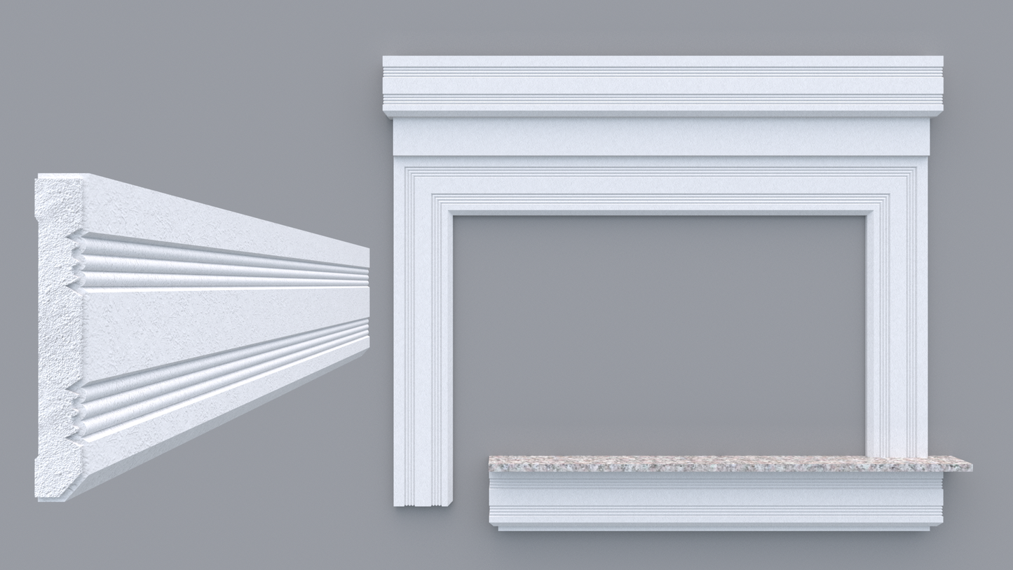 Profil decorativ din polistiren pentru geamuri si usi TRIMINNO-A0025, folosit ca si ancadrament,solbanc sau cornisa de dimensiuni 25x161x2000