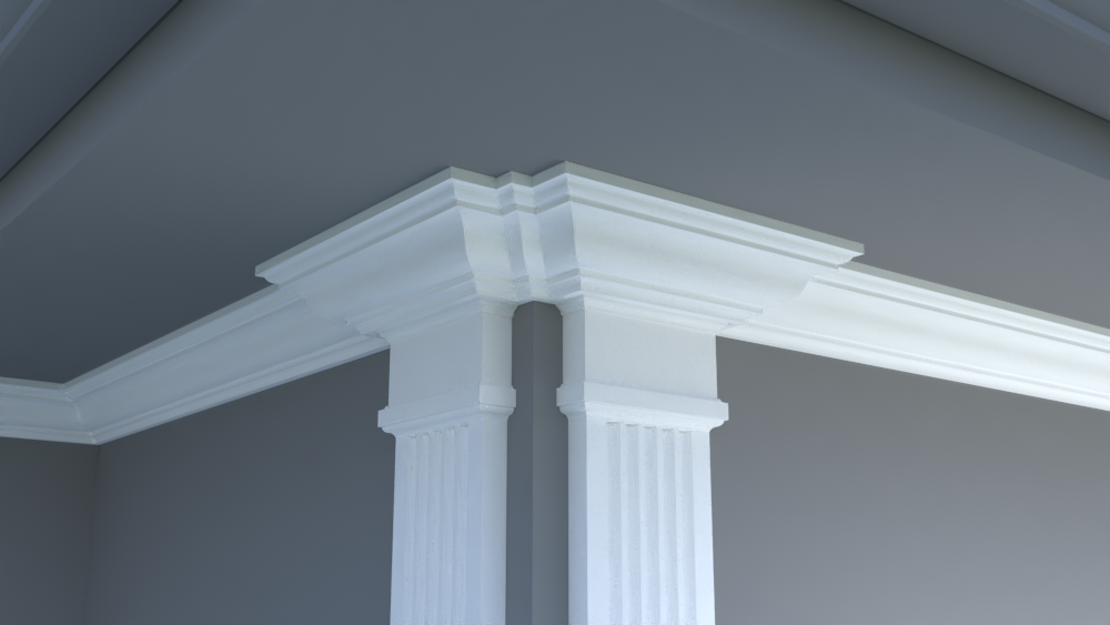Profil decorativ din polistiren pentru tavan, ștabloane și capitel TRIMINNO-CES0008, folosit ca si solbanc sau cornisa de dimensiuni 101x120x2000