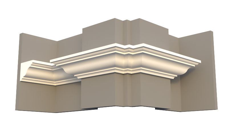 Profil decorativ din polistiren pentru tavan, ștabloane și capitel TRIMINNO-CES0008, folosit ca si solbanc sau cornisa de dimensiuni 101x120x2000