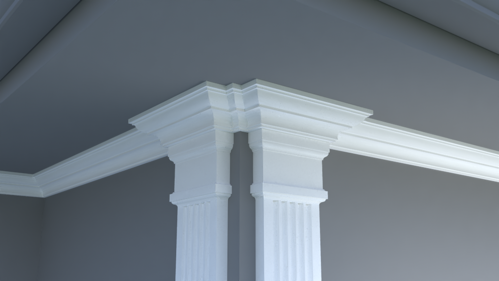 Profil decorativ din polistiren pentru tavan, ștabloane și capitel TRIMINNO-CES0011, folosit ca si solbanc sau cornisa de dimensiuni 90x90x2000