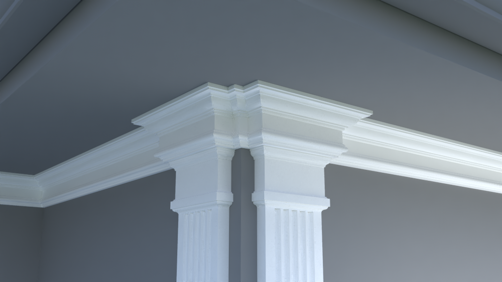 Profil decorativ din polistiren pentru tavan, ștabloane și capitel TRIMINNO-CES0016, folosit ca si solbanc sau cornisa de dimensiuni 135x85x2000