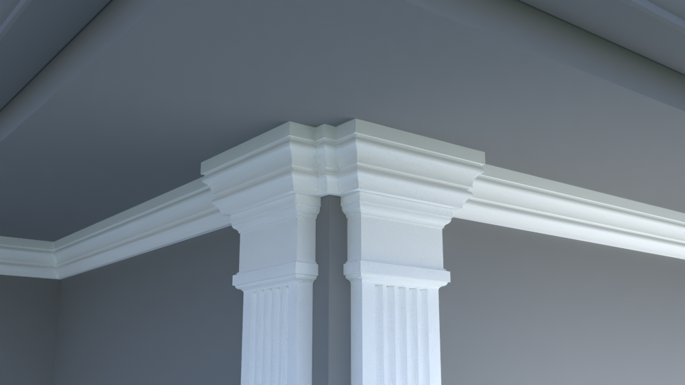 Profil decorativ din polistiren pentru tavan, ștabloane și capitel TRIMINNO-CES0017, folosit ca si solbanc sau cornisa de dimensiuni 120x50x2000