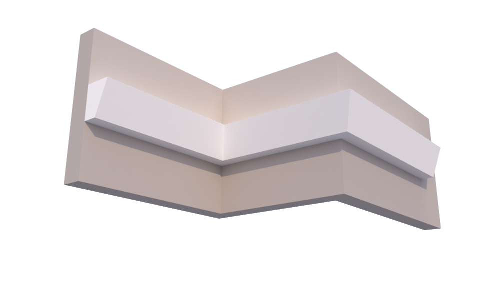 Profil Decorativ din Polistiren pentru Tavane de Interior CIL0001, folosit ca si cornisa pentru Bandă LED de dimensiuni 90x115x2000