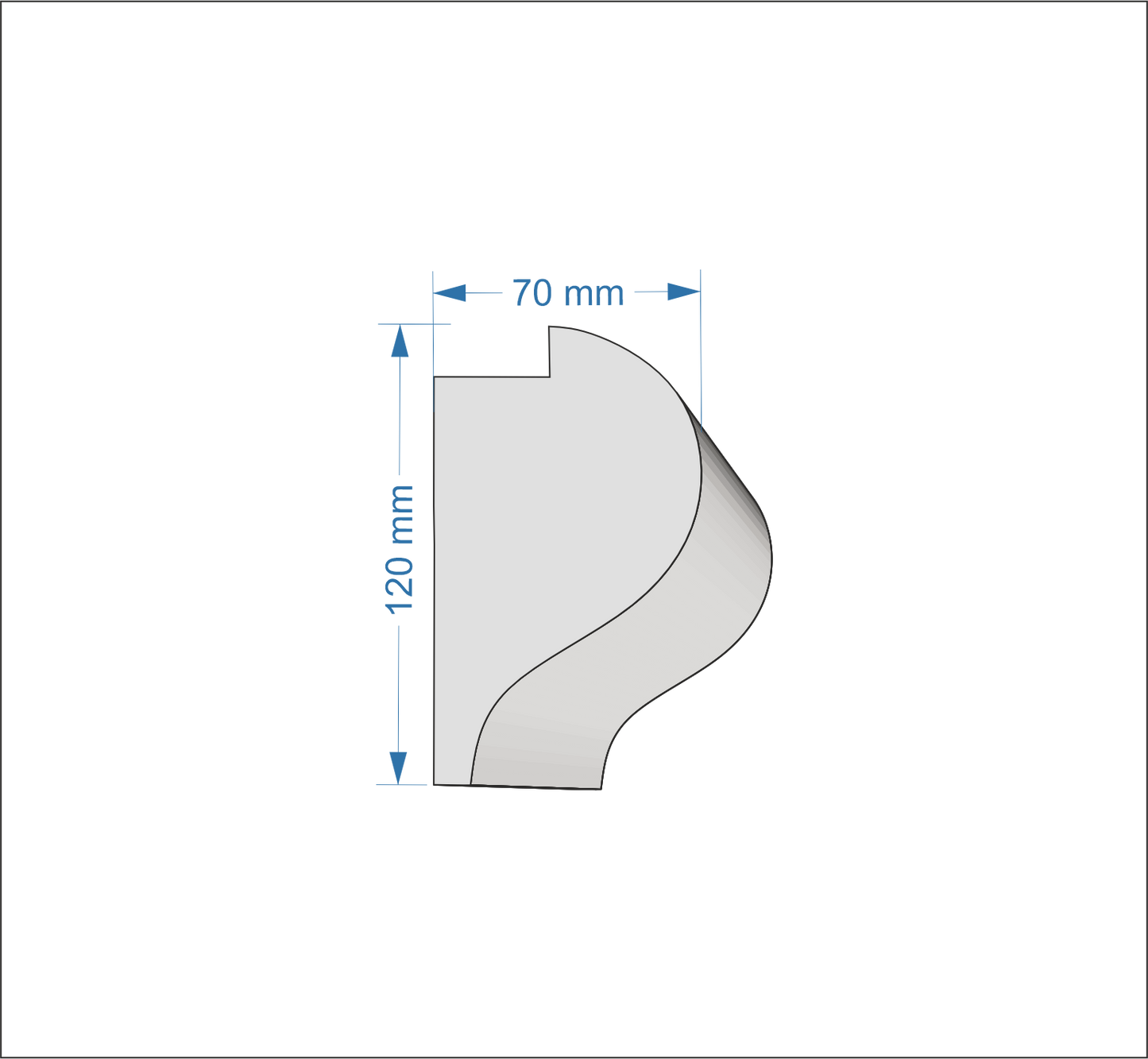 Profil Decorativ din Polistiren pentru Tavane de Interior CIL0004, folosit ca si cornisa pentru Bandă LED de dimensiuni 120x70x2000