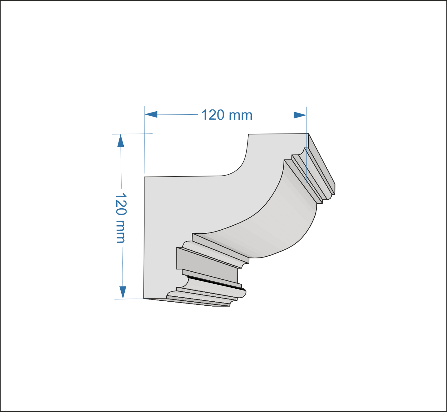 Profil Decorativ din Polistiren pentru Tavane de Interior CIL0005, folosit ca si cornisa pentru Bandă LED de dimensiuni 120x120x2000