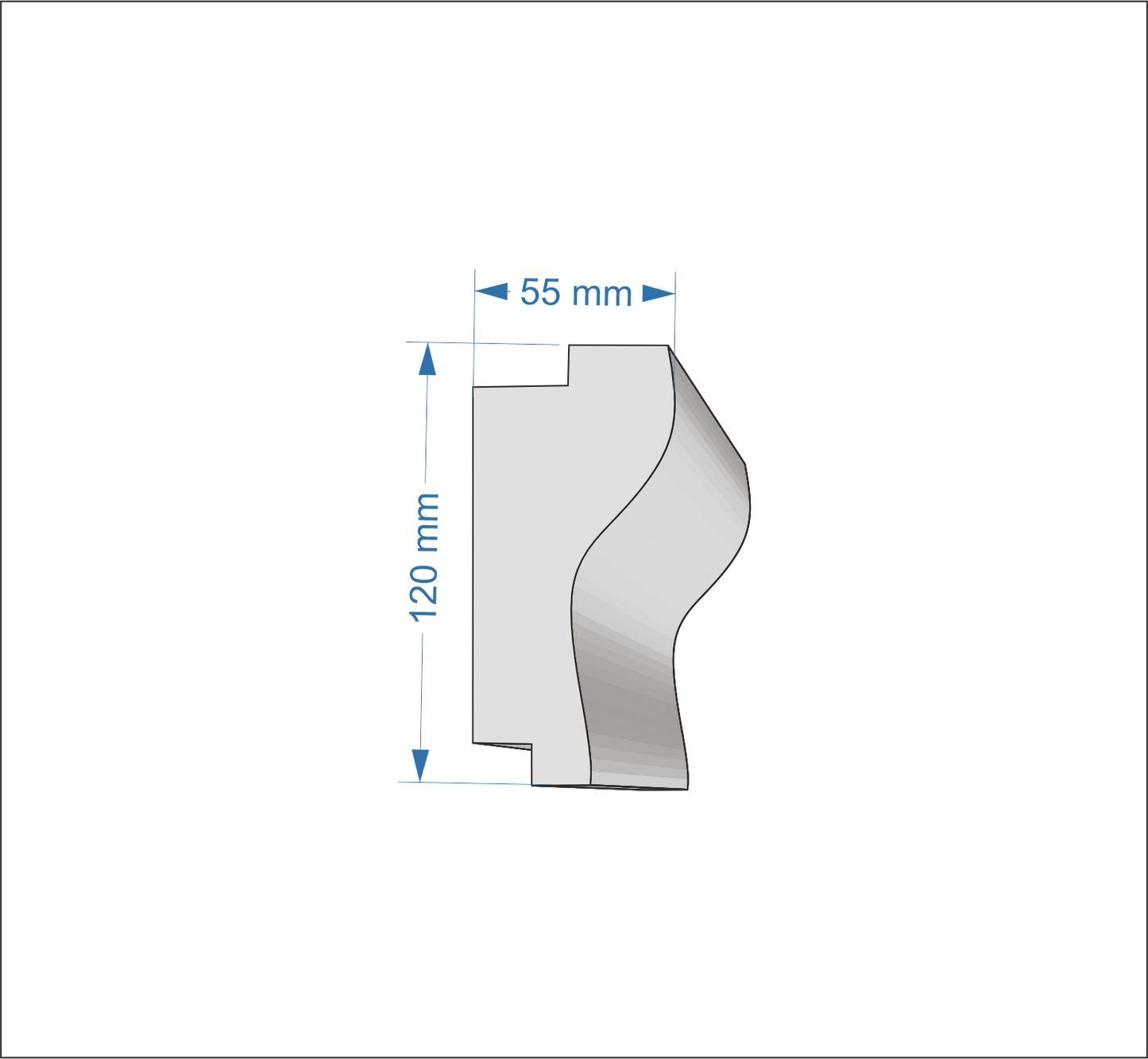 Profil Decorativ din Polistiren pentru Tavane de Interior CIL0010, folosit ca si cornisa pentru Bandă LED de dimensiuni 55x120x2000