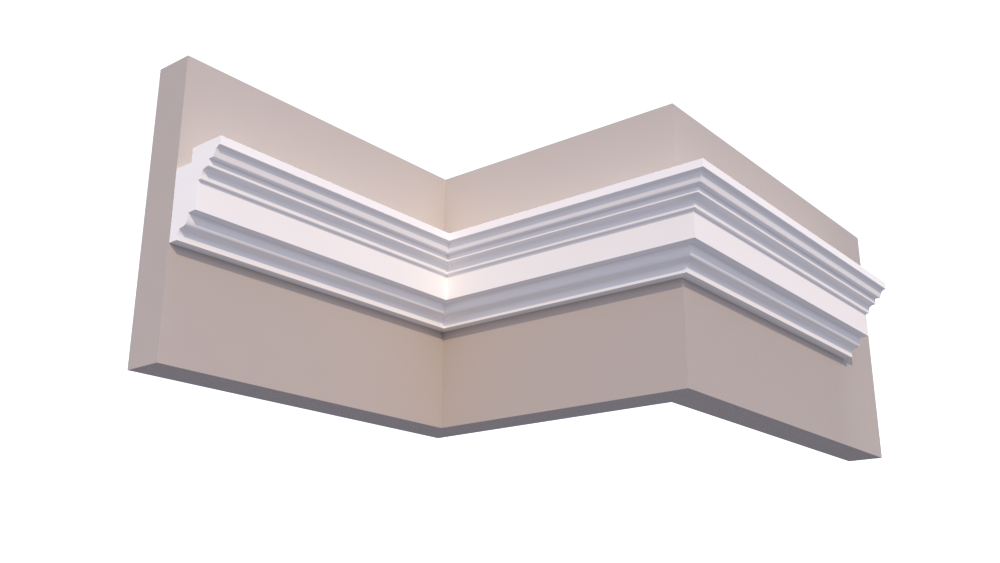Profil Decorativ din Polistiren pentru Tavane de Interior CIL0013, folosit ca si cornisa pentru Bandă LED de dimensiuni 140x100x2000