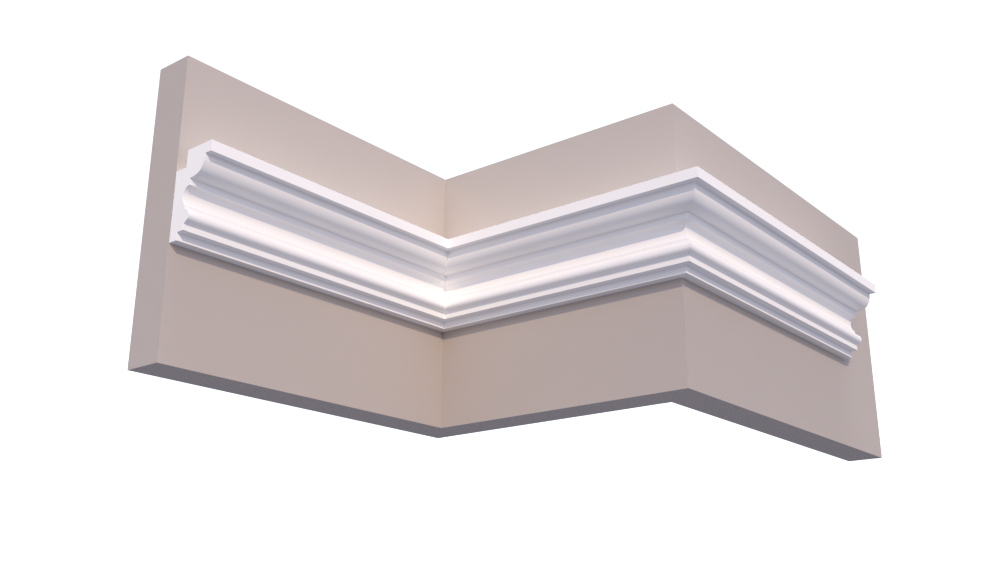 Profil Decorativ din Polistiren pentru Tavane de Interior CIL0014, folosit ca si cornisa pentru Bandă LED de dimensiuni 140x80x2000
