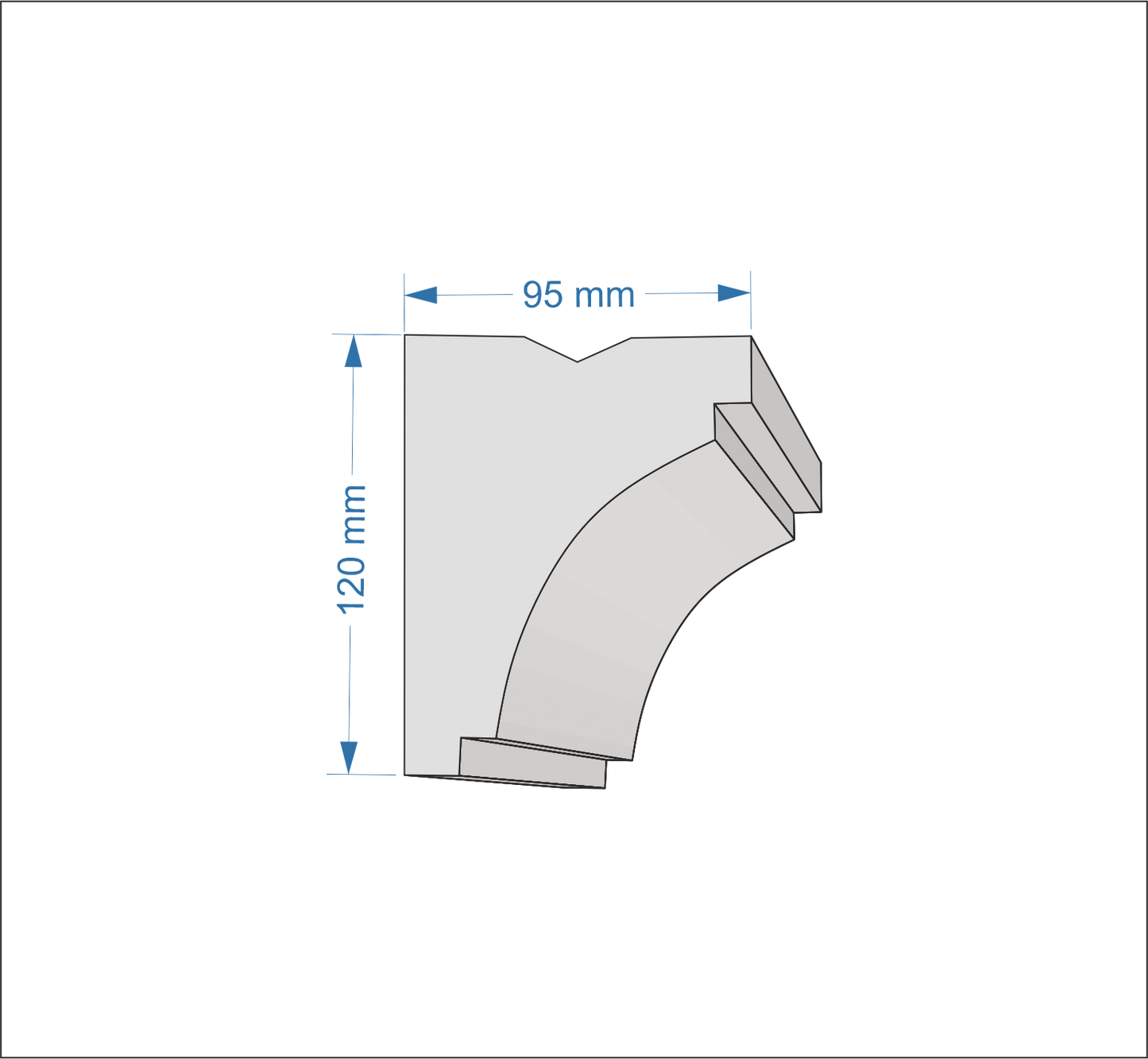 Profil Decorativ din Polistiren pentru Tavane de Interior CIL0017, folosit ca si cornisa pentru Bandă LED de dimensiuni 120x95x2000