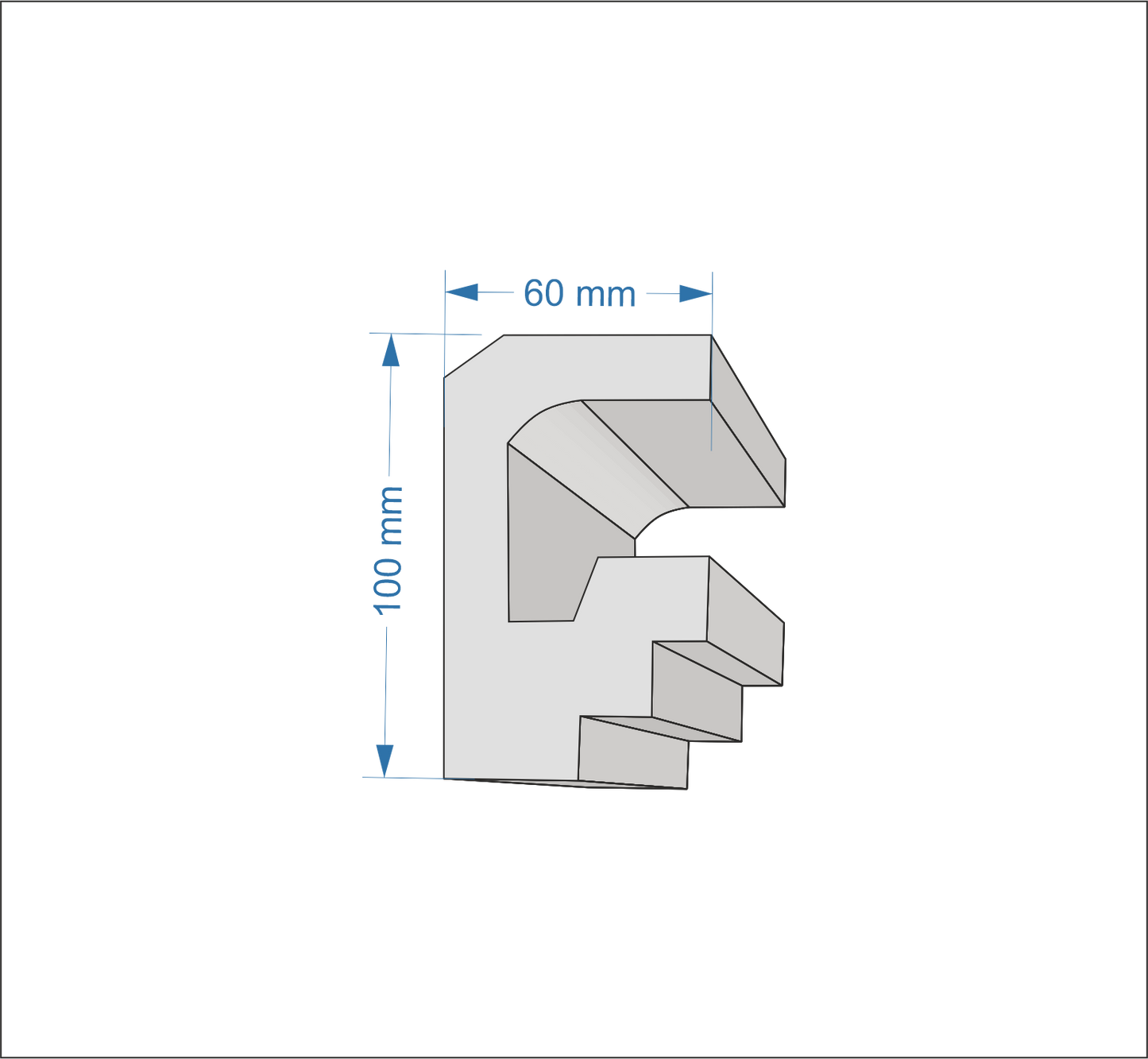Profil Decorativ din Polistiren pentru Tavane de Interior CIL0025, folosit ca si cornisa pentru Bandă LED de dimensiuni 100x60x2000