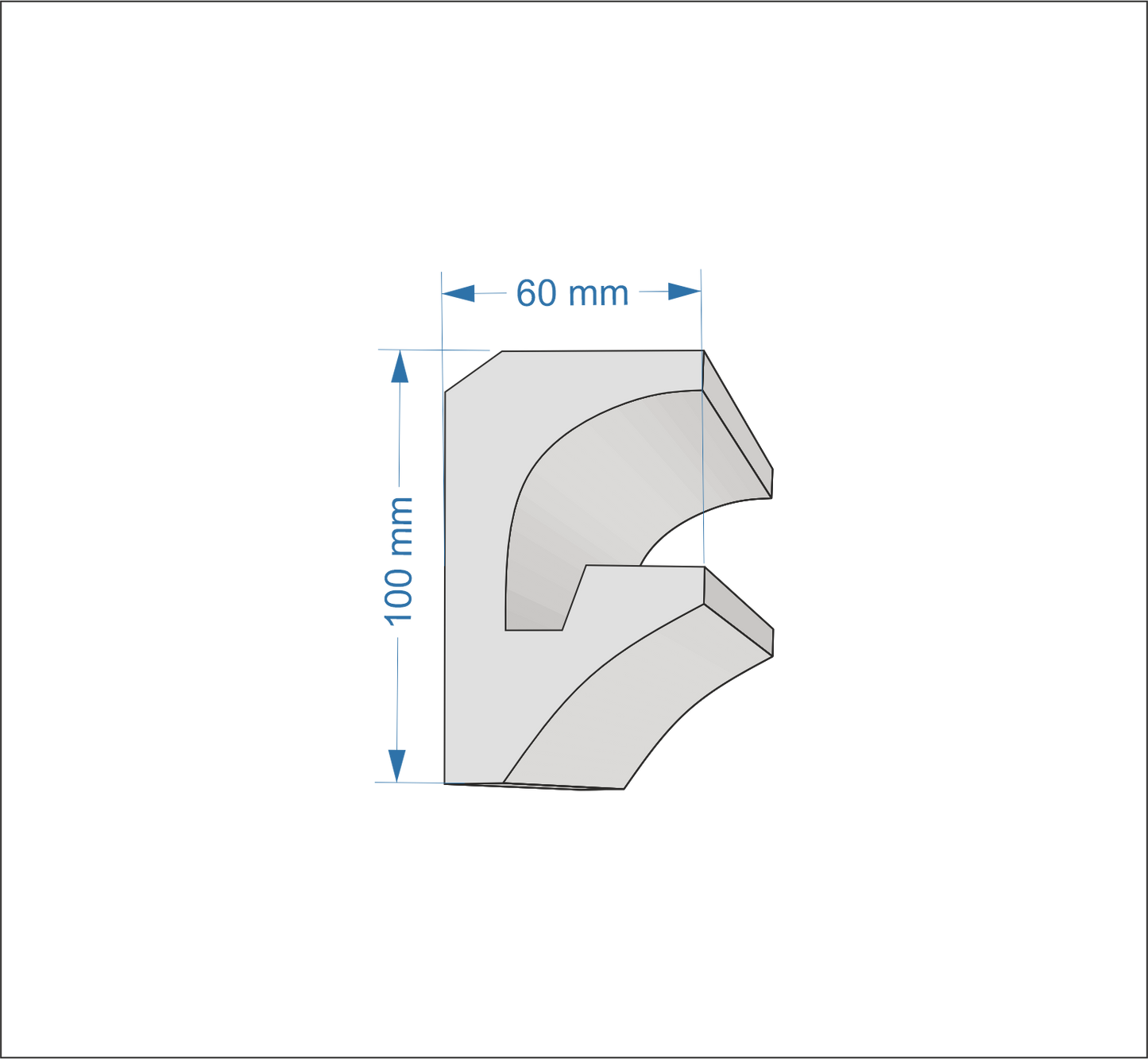 Profil Decorativ din Polistiren pentru Tavane de Interior CIL0027, folosit ca si cornisa pentru Bandă LED de dimensiuni 100x60x2000