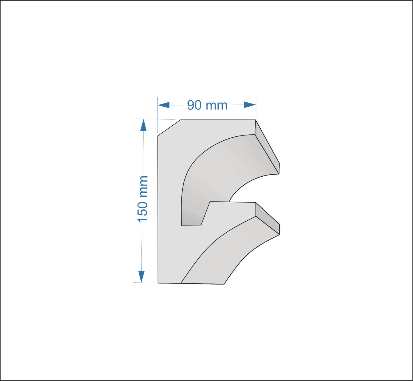 Profil Decorativ din Polistiren pentru Tavane de Interior CIL0028, folosit ca si cornisa pentru Bandă LED de dimensiuni 150x90x2000