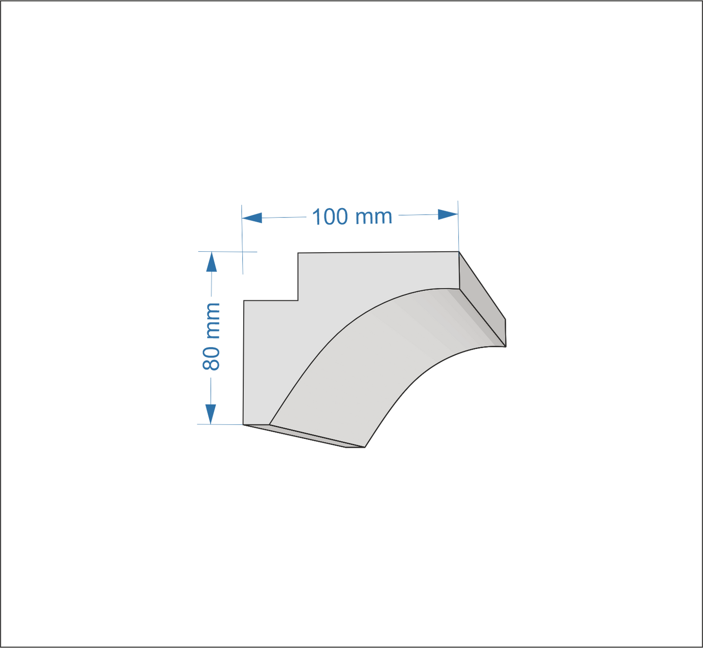 Profil Decorativ din Polistiren pentru Tavane de Interior CIL0030, folosit ca si cornisa pentru Bandă LED de dimensiuni 100x80x2000