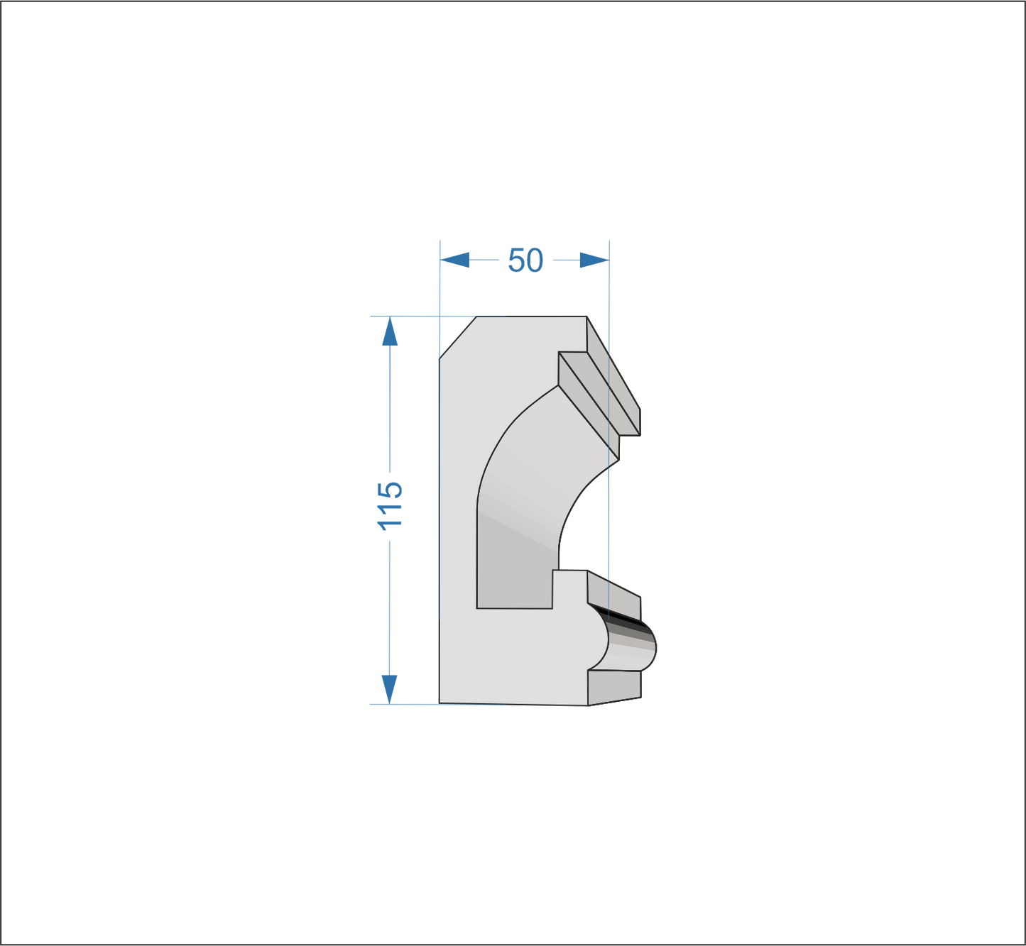 Profil Decorativ din Polistiren pentru Tavane de Interior CIL0032, folosit ca si cornisa pentru Bandă LED de dimensiuni 115x50x2000