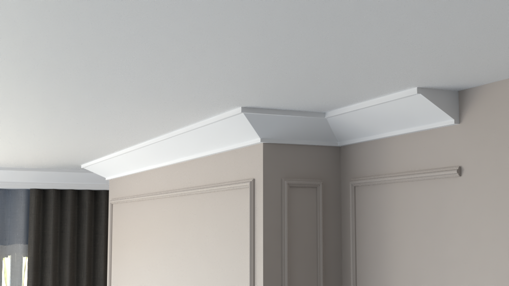 Profil Decorativ din Polistiren pentru Tavane de Interior CIS0018, folosit ca si cornisa de dimensiuni 120x80x2000