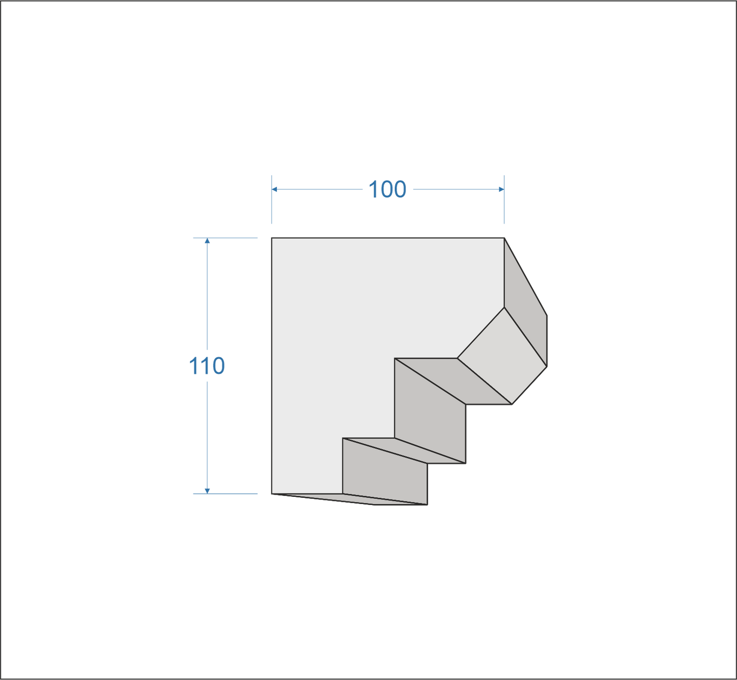 Profil Decorativ din Polistiren pentru Tavane de Interior CIS0003, folosit ca si cornisa de dimensiuni 100x110x2000