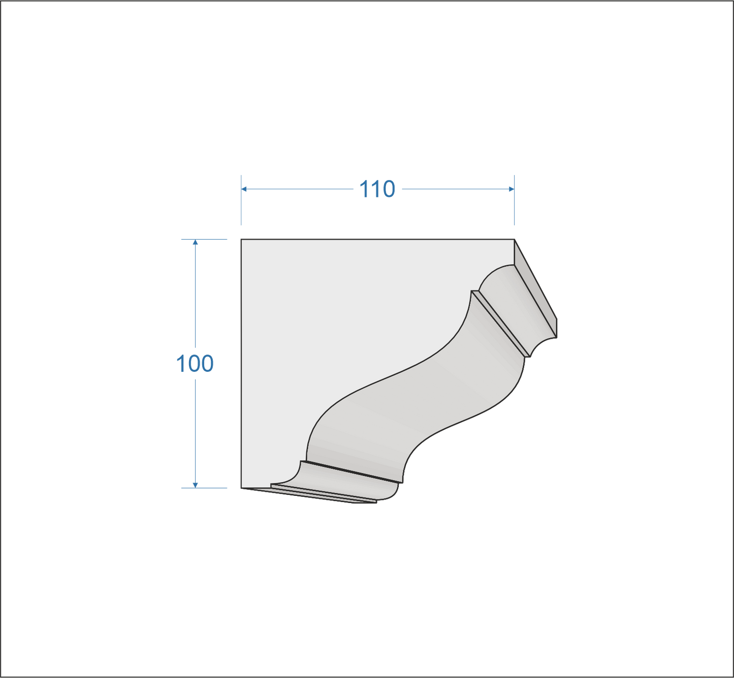 Profil Decorativ din Polistiren pentru Tavane de Interior CIS0012, folosit ca si cornisa de dimensiuni 110x100x2000