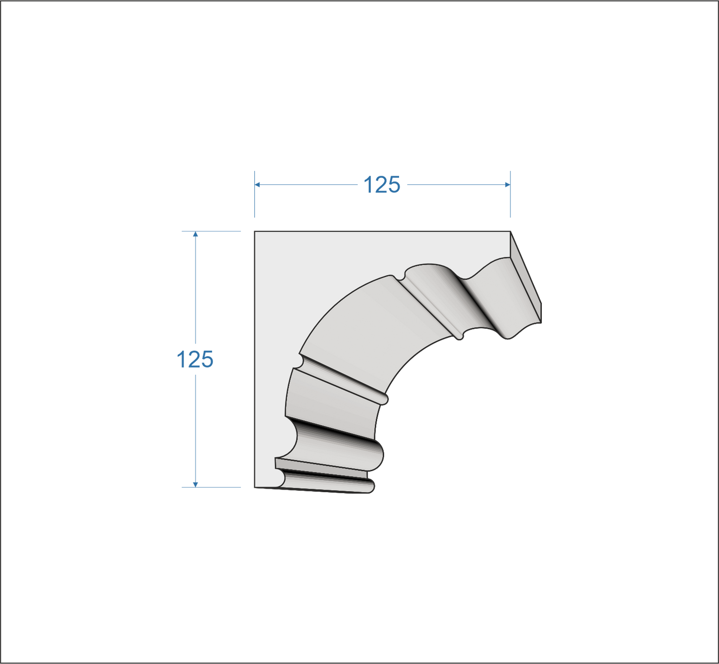 Profil Decorativ din Polistiren pentru Tavane de Interior CIS0014, folosit ca si cornisa de dimensiuni 125x125x2000