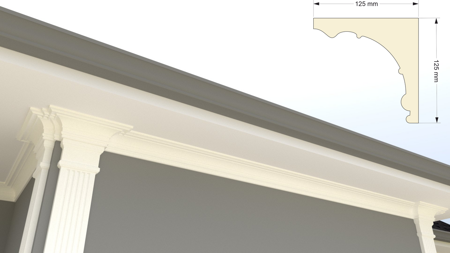 Profil decorativ din polistiren pentru tavan, ștaublat și capitelTRIMINNO-CES0014, folosit ca si solbanc sau cornisa de dimensiuni 125x125x2000