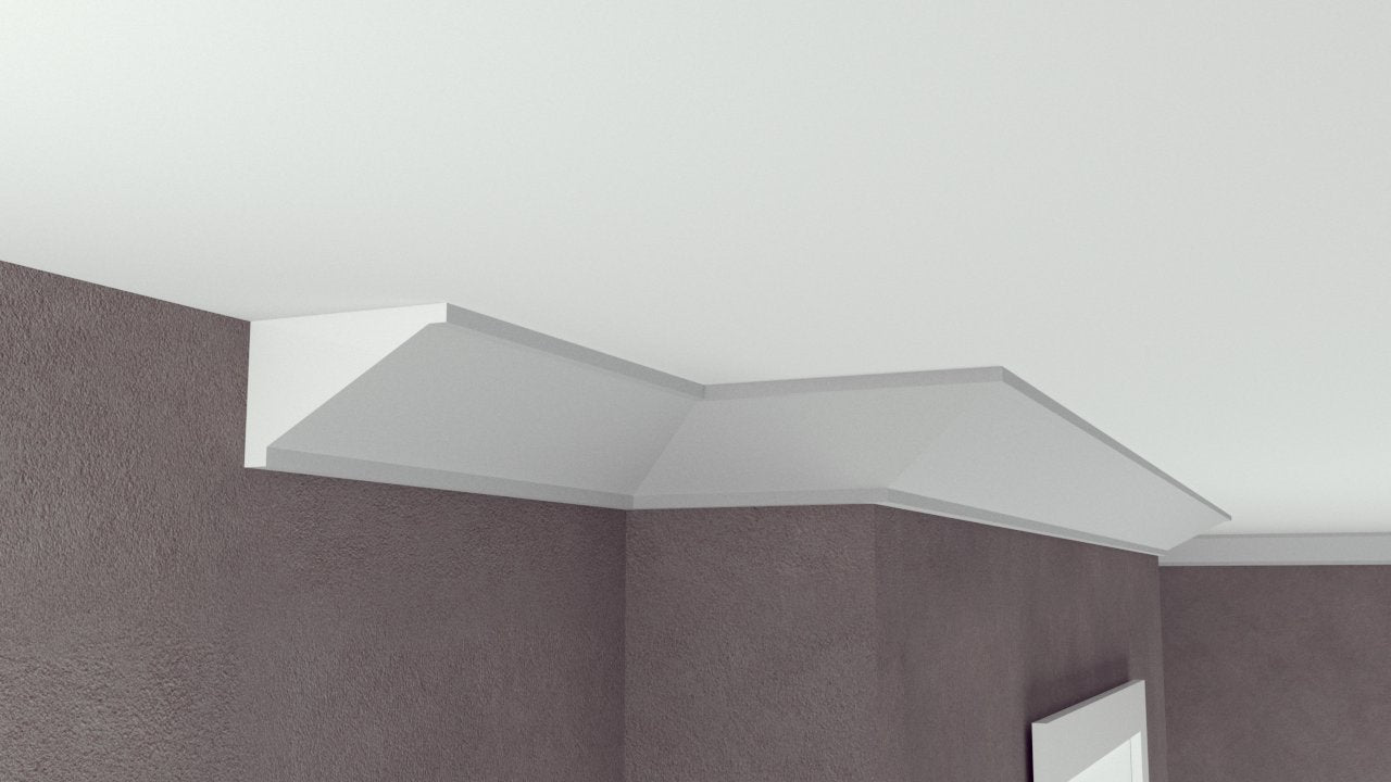 Profil Decorativ din Polistiren pentru Tavane de Interior CIS0018, folosit ca si cornisa de dimensiuni 120x80x2000