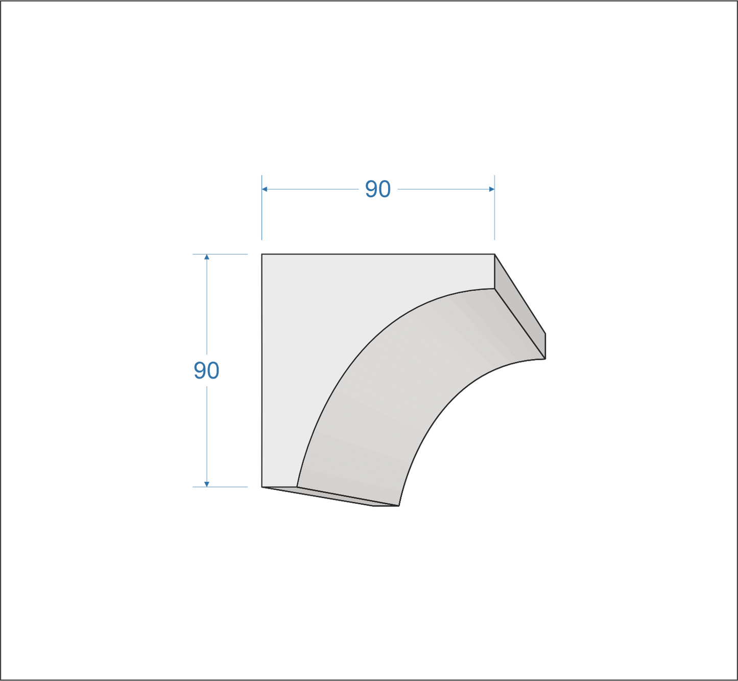 Profil Decorativ din Polistiren pentru Tavane de Interior CIS0019, folosit ca si cornisa de dimensiuni 90x90x2000