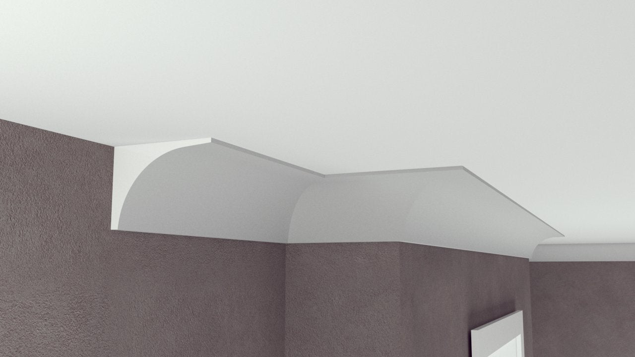 Profil Decorativ din Polistiren pentru Tavane de Interior CIS0020, folosit ca si cornisa de dimensiuni 125x98x2000