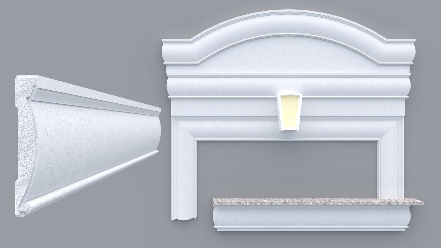 Profil decorativ din polistiren pentru geamuri si usi TRIMINNO-S0001, folosit ca si ancadrament,solbanc sau cornisa de dimensiuni 25x159x2000