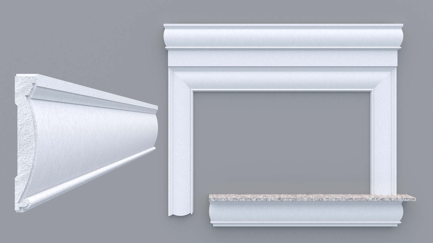 Profil decorativ din polistiren pentru geamuri si usi TRIMINNO-S0001, folosit ca si ancadrament,solbanc sau cornisa de dimensiuni 25x159x2000