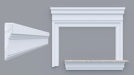 Profil decorativ din polistiren pentru geamuri si usi TRIMINNO-A0002, folosit ca si ancadrament,solbanc sau cornisa de dimensiuni 30x140x2000