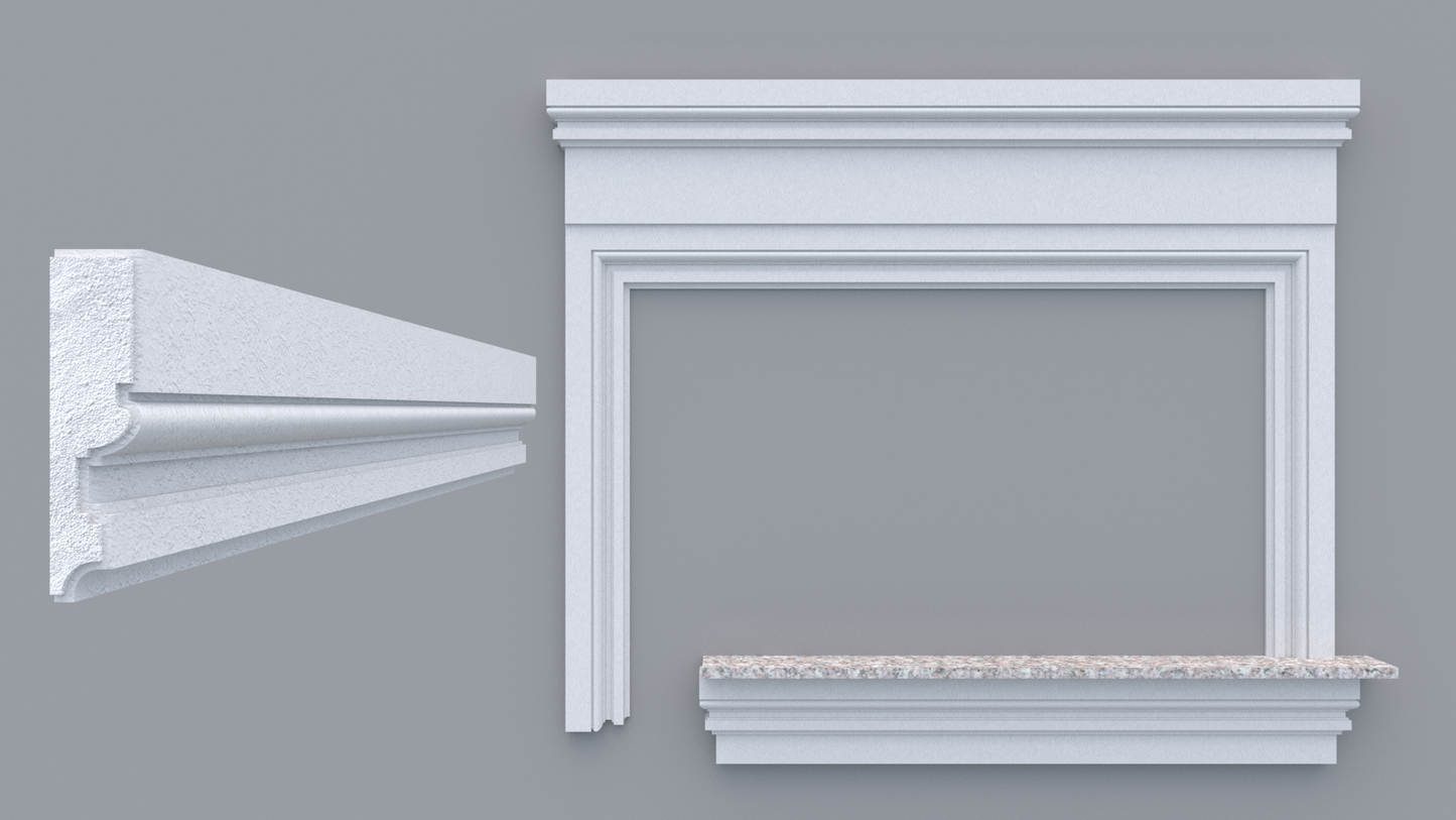 Profil decorativ din polistiren pentru geamuri si usi TRIMINNO-A0003, folosit ca si ancadrament,solbanc sau cornisa de dimensiuni 30x120x2000