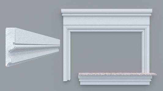 Profil decorativ din polistiren pentru geamuri si usi TRIMINNO-A0003, folosit ca si ancadrament,solbanc sau cornisa de dimensiuni 30x120x2000