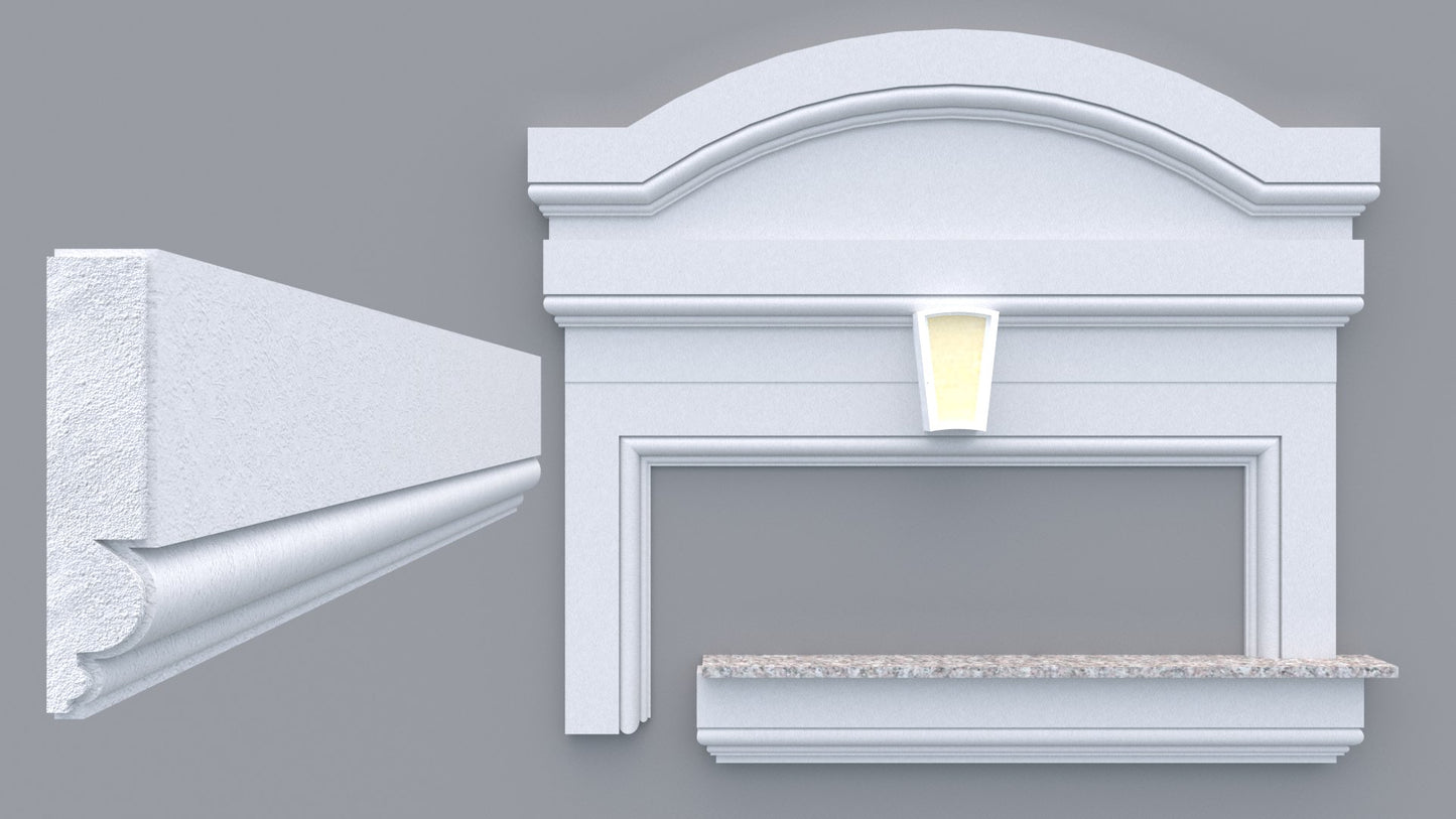 Profil decorativ din polistiren pentru geamuri si usi TRIMINNO-A0004, folosit ca si ancadrament,solbanc sau cornisa de dimensiuni 35x160x2000