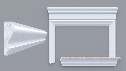 Profil decorativ din polistiren pentru geamuri si usi TRIMINNO-A0010, folosit ca si ancadrament,solbanc sau cornisa de dimensiuni 40x135x2000