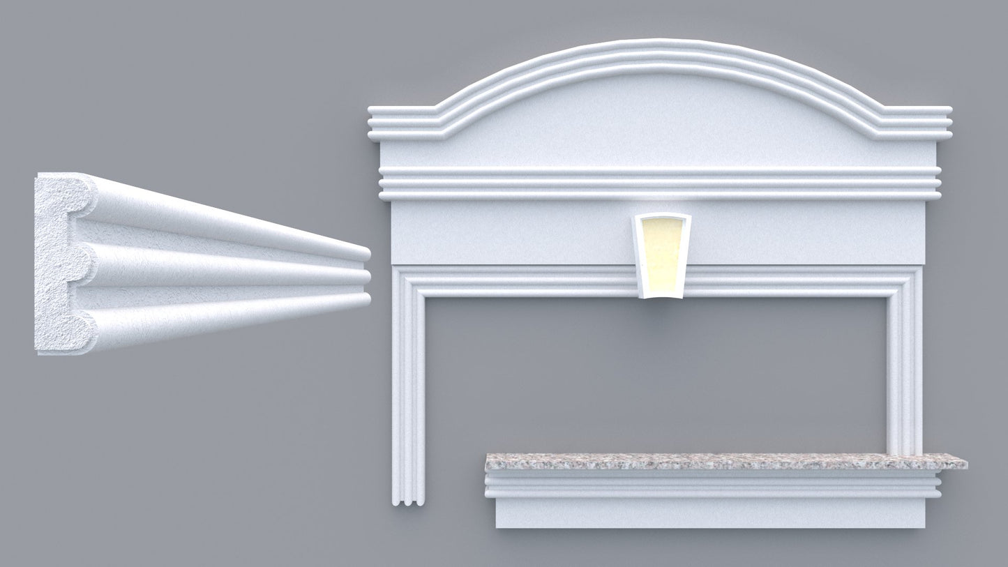 Profil decorativ din polistiren pentru geamuri si usi TRIMINNO-A0011, folosit ca si ancadrament,solbanc sau cornisa de dimensiuni 30x90x2000