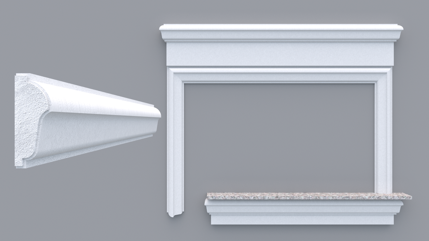 Profil decorativ din polistiren pentru geamuri si usi TRIMINNO-A0012, folosit ca si ancadrament,solbanc sau cornisa de dimensiuni 40x110x2000