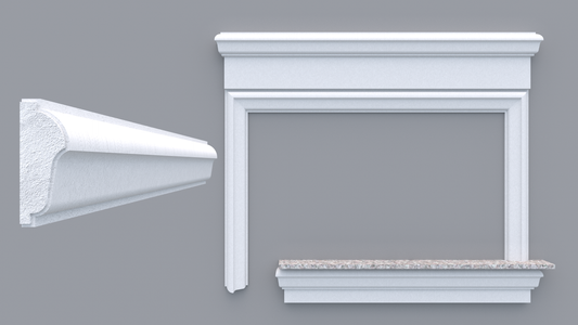 Profil decorativ din polistiren pentru geamuri si usi TRIMINNO-A0012, folosit ca si ancadrament,solbanc sau cornisa de dimensiuni 40x110x2000