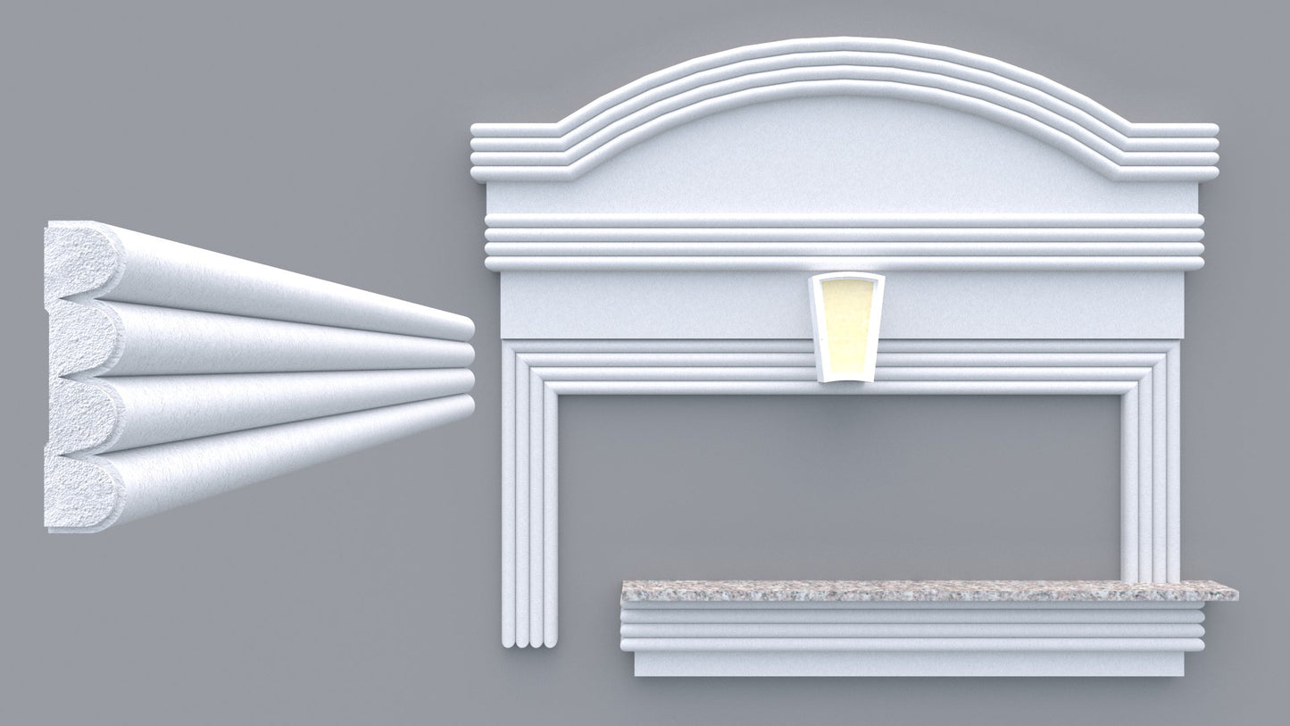 Profil decorativ din polistiren pentru geamuri si usi TRIMINNO-A0014, folosit ca si ancadrament,solbanc sau cornisa de dimensiuni 30x120x2000