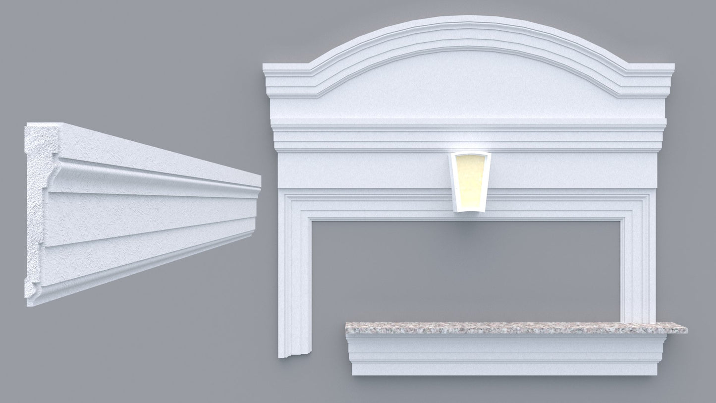 Profil decorativ din polistiren pentru geamuri si usi TRIMINNO-A0015, folosit ca si ancadrament,solbanc sau cornisa de dimensiuni 40x128x2000