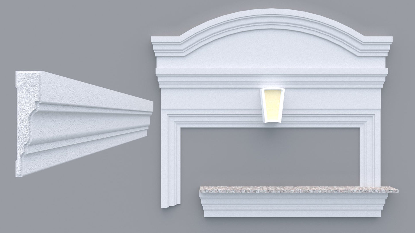 Profil decorativ din polistiren pentru geamuri si usi TRIMINNO-A0017, folosit ca si ancadrament,solbanc sau cornisa de dimensiuni 32x127x2000